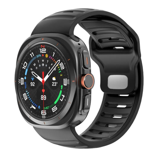 For Samsung Galaxy Watch Ultra 47mm / Ultra 2025 Striped Two Color Silicone Watch Band(Black) by bashfashion