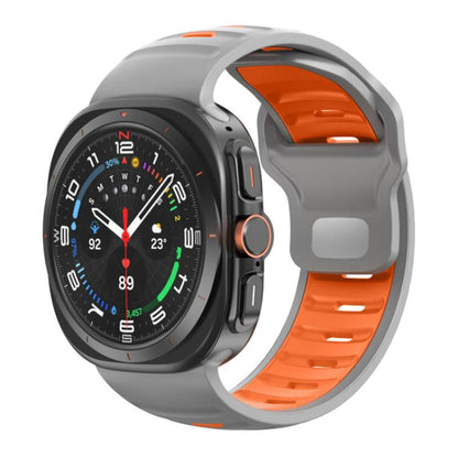 For Samsung Galaxy Watch Ultra 47mm / Ultra 2025 Striped Two Color Silicone Watch Band(Grey Orange) by bashfashion