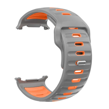 For Samsung Galaxy Watch Ultra 47mm / Ultra 2025 Striped Two Color Silicone Watch Band(Grey Orange) by bashfashion