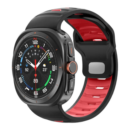 For Samsung Galaxy Watch Ultra 47mm / Ultra 2025 Striped Two Color Silicone Watch Band(Black Red) by bashfashion