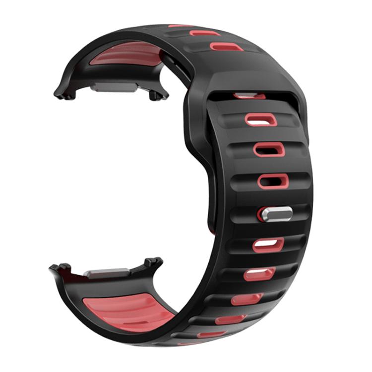 For Samsung Galaxy Watch Ultra 47mm / Ultra 2025 Striped Two Color Silicone Watch Band(Black Red) by bashfashion