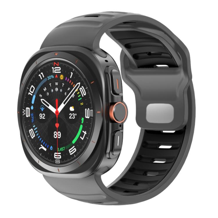 For Samsung Galaxy Watch Ultra 47mm / Ultra 2025 Striped Two Color Silicone Watch Band(Grey Black) by bashfashion