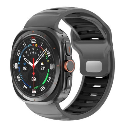 For Samsung Galaxy Watch Ultra 47mm / Ultra 2025 Striped Two Color Silicone Watch Band(Grey Black) by bashfashion