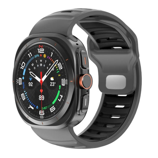 For Samsung Galaxy Watch Ultra 47mm / Ultra 2025 Striped Two Color Silicone Watch Band(Grey Black) by bashfashion