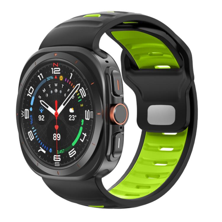 For Samsung Galaxy Watch Ultra 47mm / Ultra 2025 Striped Two Color Silicone Watch Band(Black Green) by bashfashion