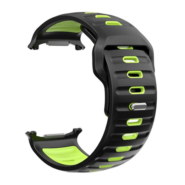For Samsung Galaxy Watch Ultra 47mm / Ultra 2025 Striped Two Color Silicone Watch Band(Black Green) by bashfashion