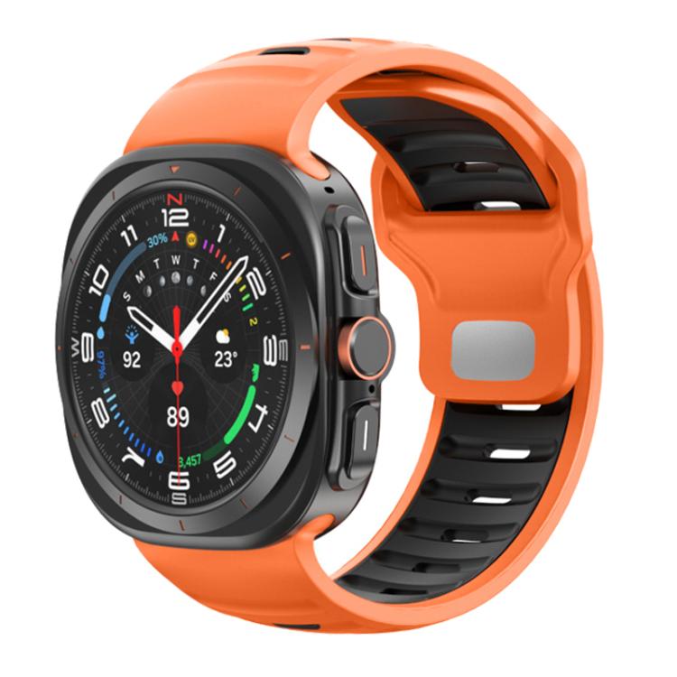 For Samsung Galaxy Watch Ultra 47mm / Ultra 2025 Striped Two Color Silicone Watch Band(Orange Black) by bashfashion