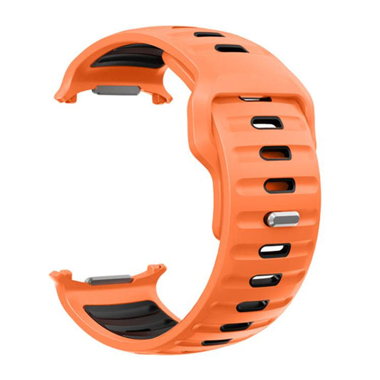 For Samsung Galaxy Watch Ultra 47mm / Ultra 2025 Striped Two Color Silicone Watch Band(Orange Black) by bashfashion