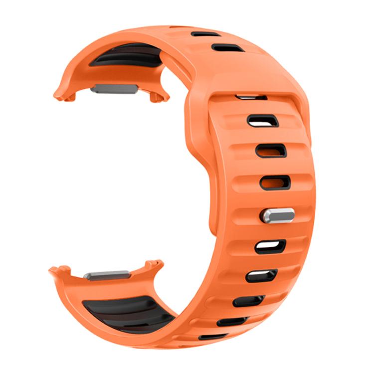 For Samsung Galaxy Watch Ultra 47mm / Ultra 2025 Striped Two Color Silicone Watch Band(Orange Black) by bashfashion