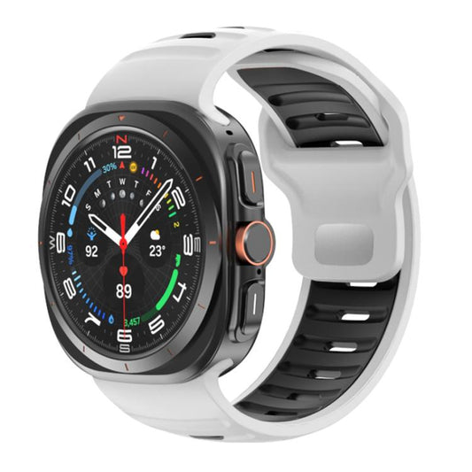 For Samsung Galaxy Watch Ultra 47mm / Ultra 2025 Striped Two Color Silicone Watch Band(White Black) by bashfashion