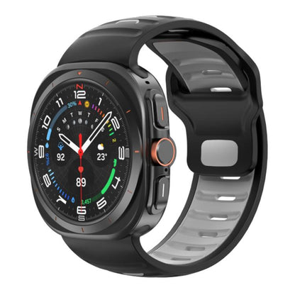 For Samsung Galaxy Watch Ultra 47mm / Ultra 2025 Striped Two Color Silicone Watch Band(Black Grey) by bashfashion