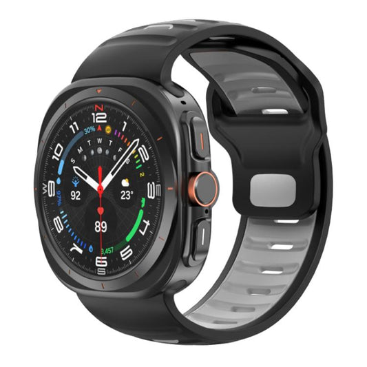 For Samsung Galaxy Watch Ultra 47mm / Ultra 2025 Striped Two Color Silicone Watch Band(Black Grey) by bashfashion