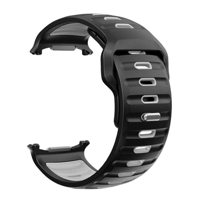 For Samsung Galaxy Watch Ultra 47mm / Ultra 2025 Striped Two Color Silicone Watch Band(Black Grey) by bashfashion