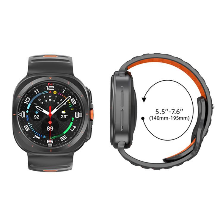 For Samsung Galaxy Watch Ultra 47mm / Ultra 2025 Striped Two Color Silicone Watch Band(Black Orange) by bashfashion