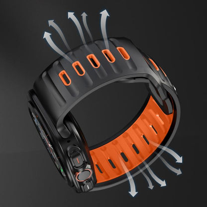 For Samsung Galaxy Watch Ultra 47mm / Ultra 2025 Striped Two Color Silicone Watch Band(Black Orange) by bashfashion