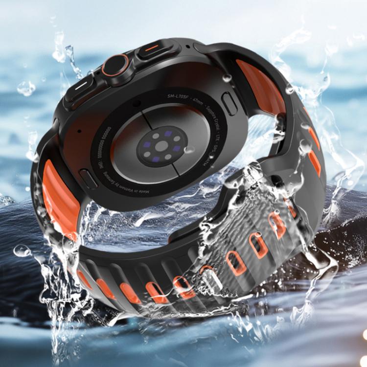 For Samsung Galaxy Watch Ultra 47mm / Ultra 2025 Striped Two Color Silicone Watch Band(Black Red) by bashfashion