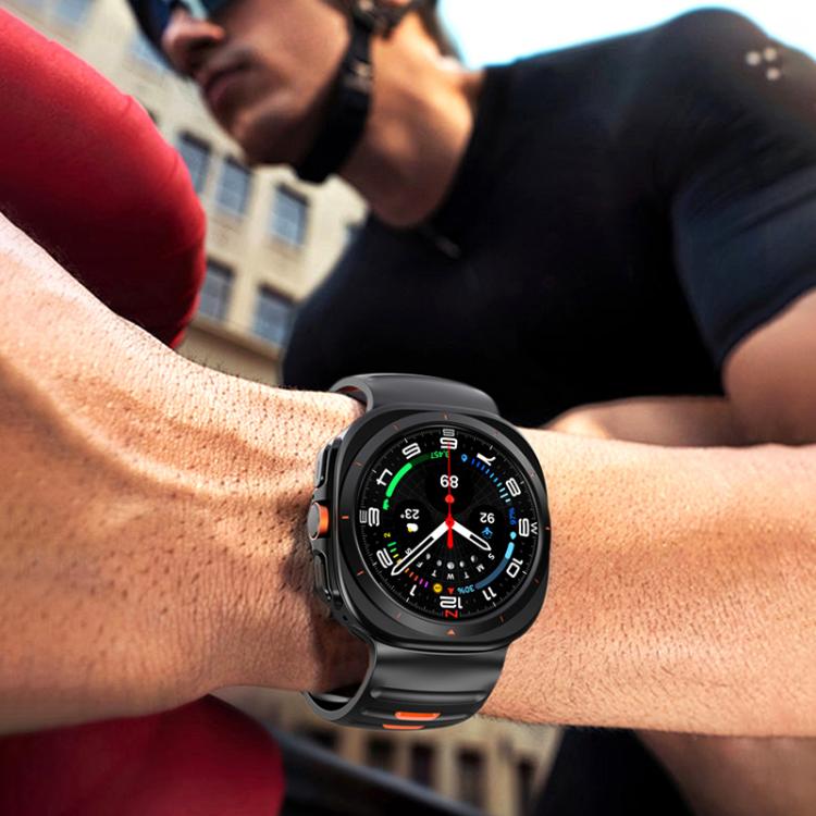 For Samsung Galaxy Watch Ultra 47mm / Ultra 2025 Striped Two Color Silicone Watch Band(Black) by bashfashion