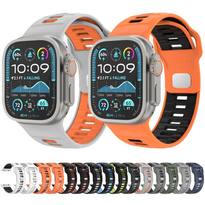 For Apple Watch 46mm / 49mm / 45mm / 44mm Checkered Reverse Buckle Silicone Watch Band(White Black) by bashfashion