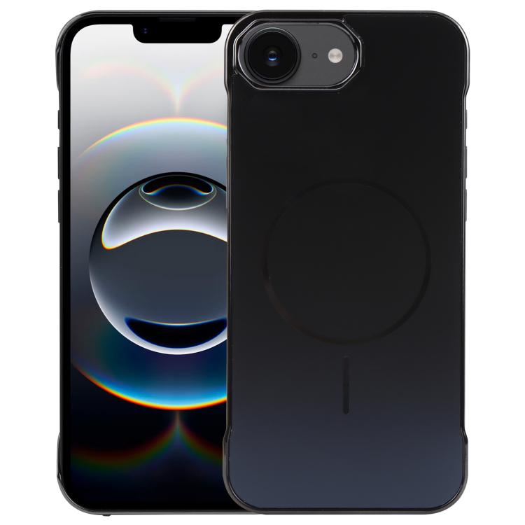 For iPhone 16e Electroplating Frameless Frosted Anti-Glare PC MagSafe Phone Case(Black) by bashfashion