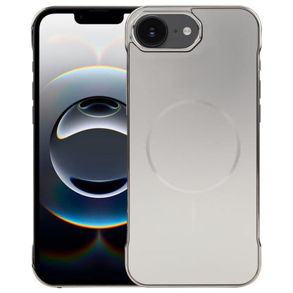 For iPhone 16e Electroplating Frameless Frosted Anti-Glare PC MagSafe Phone Case(Titanium Gray) by bashfashion