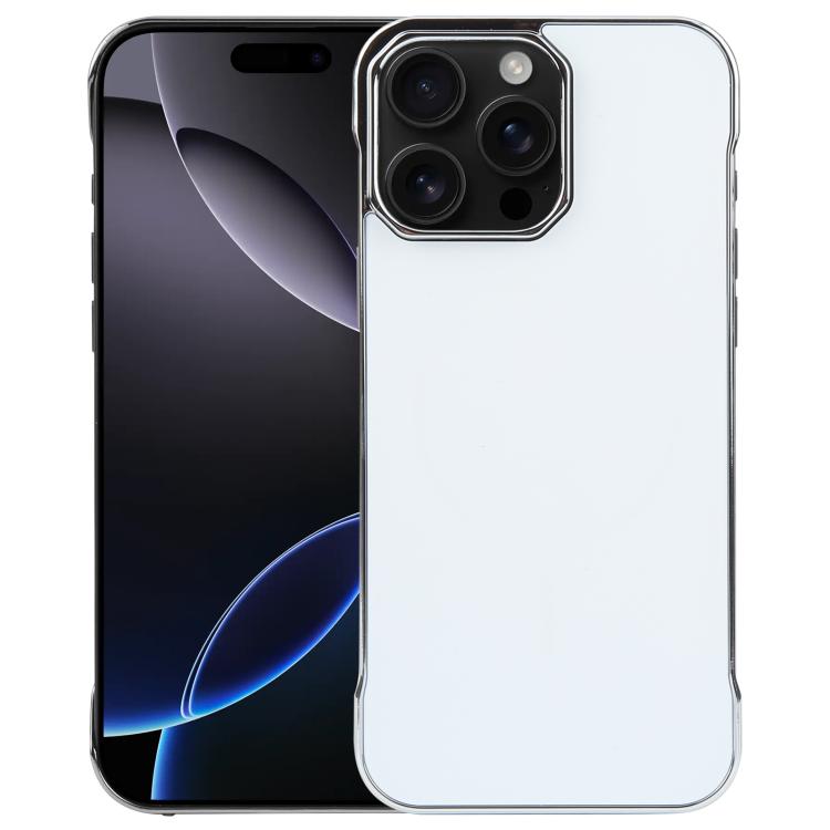 For iPhone 16 Pro Electroplating Frameless Frosted Anti-Glare PC MagSafe Phone Case(Silver White) by bashfashion