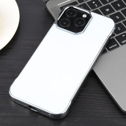 For iPhone 16 Pro Electroplating Frameless Frosted Anti-Glare PC MagSafe Phone Case(Silver White) by bashfashion