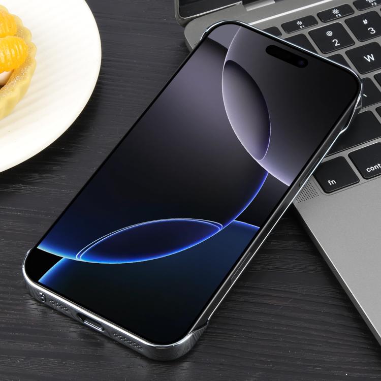 For iPhone 16 Pro Electroplating Frameless Frosted Anti-Glare PC MagSafe Phone Case(Silver White) by bashfashion