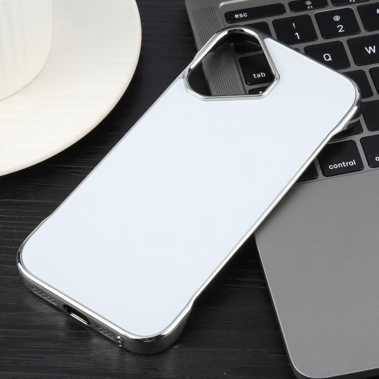 For iPhone 16 Plus Electroplating Frameless Frosted Anti-Glare PC MagSafe Phone Case(Silver White) by bashfashion