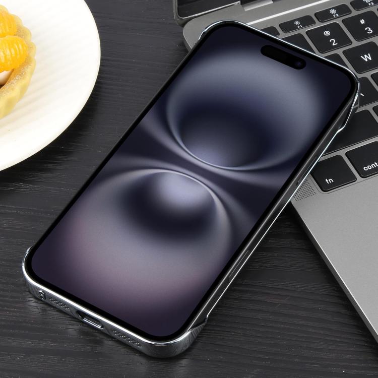 For iPhone 16 Plus Electroplating Frameless Frosted Anti-Glare PC MagSafe Phone Case(Silver White) by bashfashion