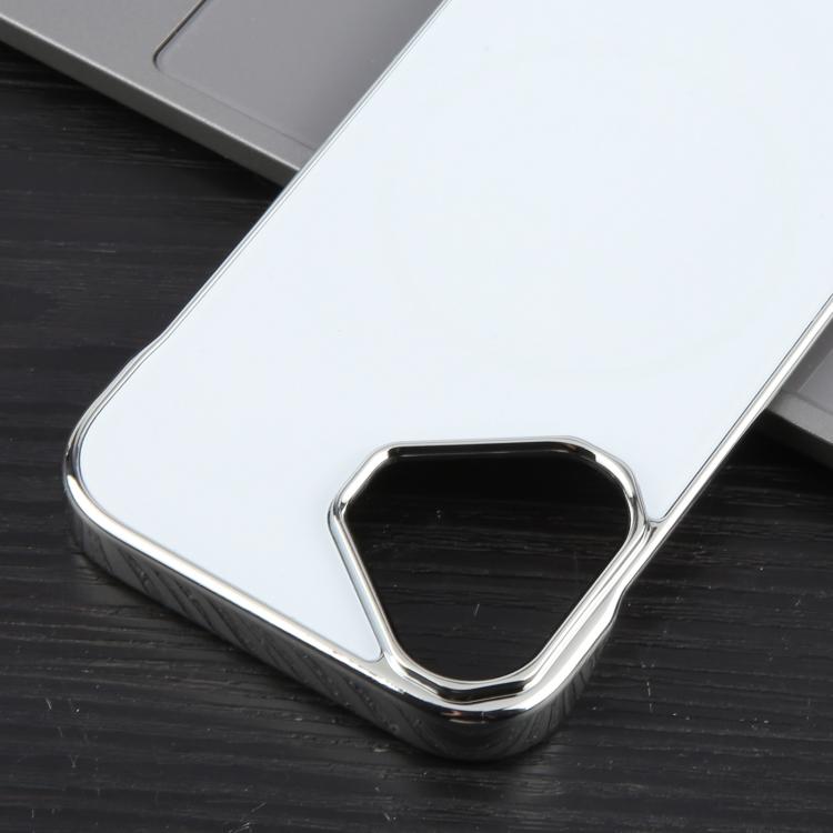 For iPhone 16 Plus Electroplating Frameless Frosted Anti-Glare PC MagSafe Phone Case(Silver White) by bashfashion