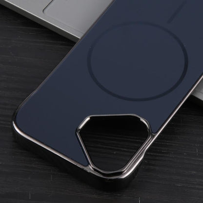 For iPhone 16 Electroplating Frameless Frosted Anti-Glare PC MagSafe Phone Case(Black) by bashfashion