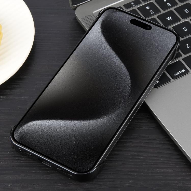 For iPhone 15 Pro Max Electroplating Frameless Frosted Anti-Glare PC MagSafe Phone Case(Black) by bashfashion
