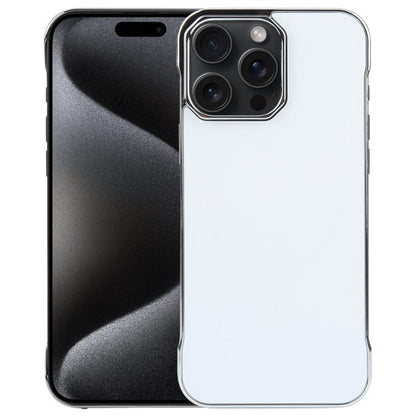 For iPhone 15 Pro Max Electroplating Frameless Frosted Anti-Glare PC MagSafe Phone Case(Silver White) by bashfashion
