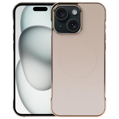 For iPhone 15 Plus / 14 Plus Electroplating Frameless Frosted Anti-Glare PC MagSafe Phone Case(Desert Gold) by bashfashion