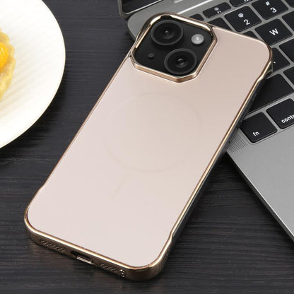 For iPhone 15 Plus / 14 Plus Electroplating Frameless Frosted Anti-Glare PC MagSafe Phone Case(Desert Gold) by bashfashion