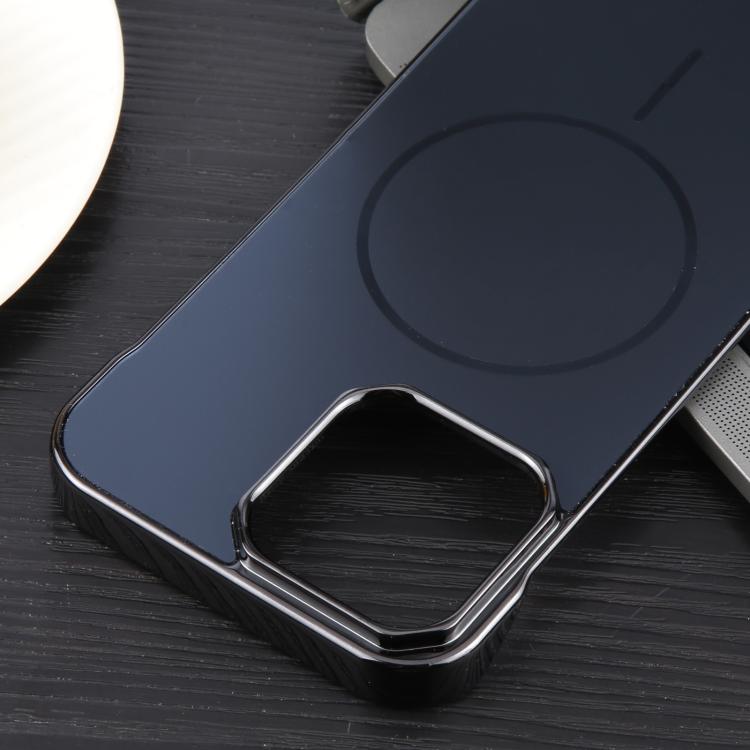 For iPhone 15 Plus / 14 Plus Electroplating Frameless Frosted Anti-Glare PC MagSafe Phone Case(Black) by bashfashion