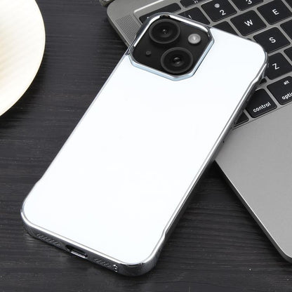 For iPhone 15 Plus / 14 Plus Electroplating Frameless Frosted Anti-Glare PC MagSafe Phone Case(Silver White) by bashfashion