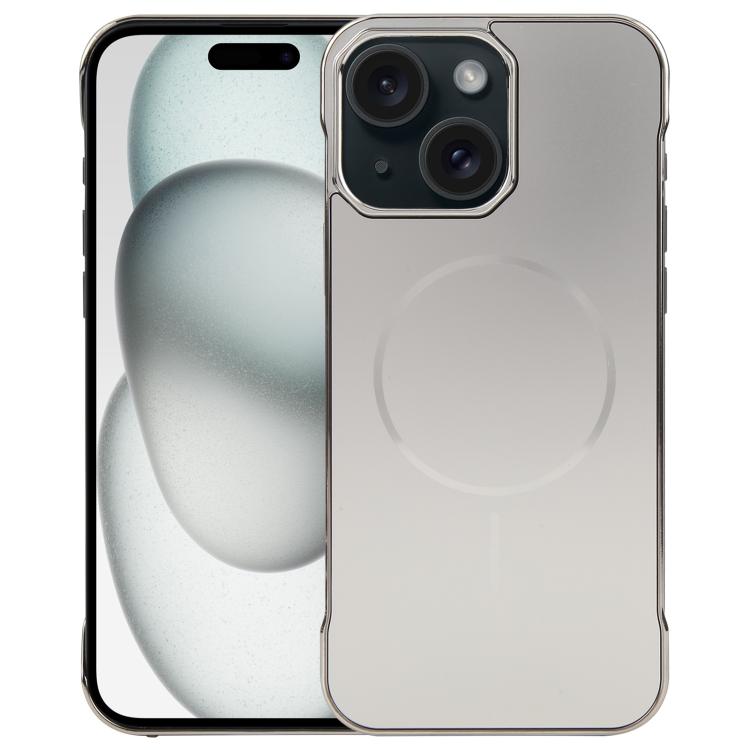 For iPhone 15 Plus / 14 Plus Electroplating Frameless Frosted Anti-Glare PC MagSafe Phone Case(Titanium Gray) by bashfashion