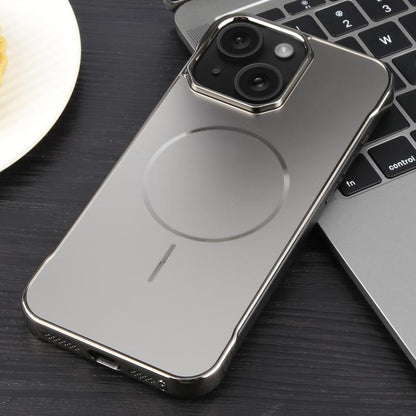 For iPhone 15 Plus / 14 Plus Electroplating Frameless Frosted Anti-Glare PC MagSafe Phone Case(Titanium Gray) by bashfashion