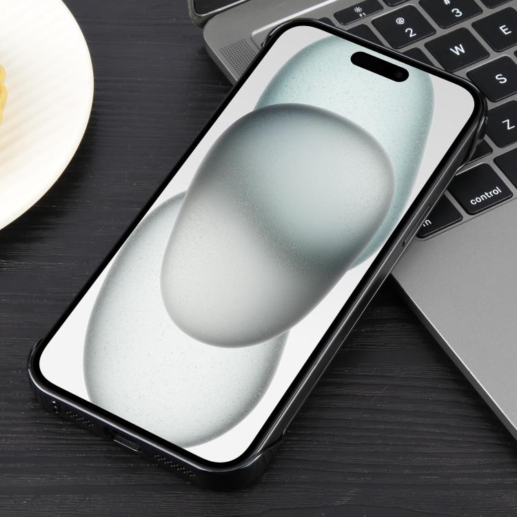 For iPhone 15 Electroplating Frameless Frosted Anti-Glare PC MagSafe Phone Case(Black) by bashfashion