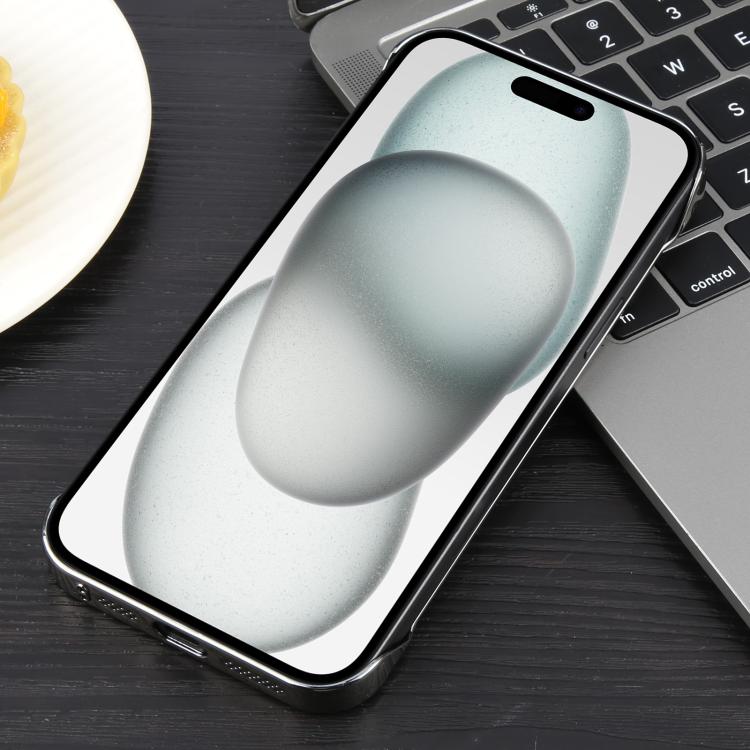 For iPhone 15 Electroplating Frameless Frosted Anti-Glare PC MagSafe Phone Case(Titanium Gray) by bashfashion