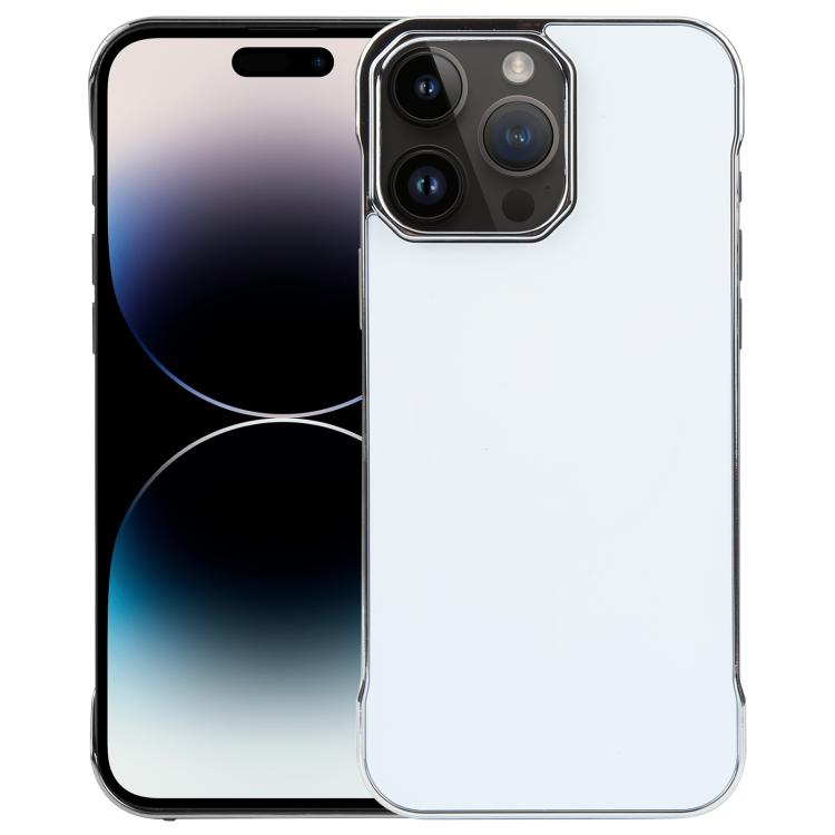 For iPhone 14 Pro Electroplating Frameless Frosted Anti-Glare PC MagSafe Phone Case(Silver White) by bashfashion