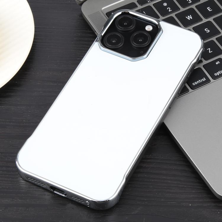 For iPhone 14 Pro Electroplating Frameless Frosted Anti-Glare PC MagSafe Phone Case(Silver White) by bashfashion