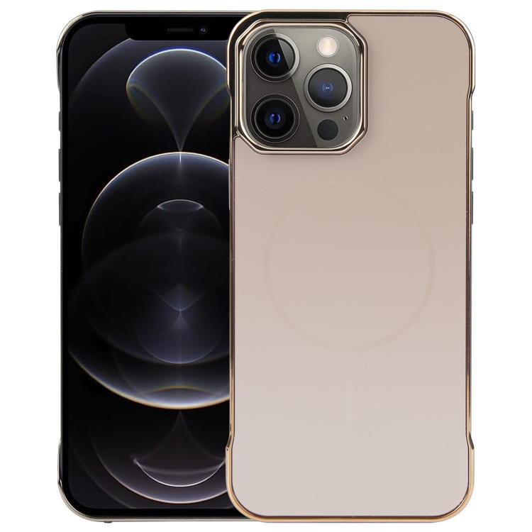 For iPhone 13 Pro Max / 12 Pro Max Electroplating Frameless Frosted Anti-Glare PC MagSafe Phone Case(Desert Gold) by bashfashion