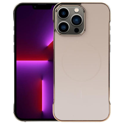 For iPhone 13 Pro Electroplating Frameless Frosted Anti-Glare PC MagSafe Phone Case(Desert Gold) by bashfashion