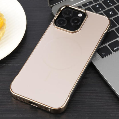 For iPhone 13 Pro Electroplating Frameless Frosted Anti-Glare PC MagSafe Phone Case(Desert Gold) by bashfashion