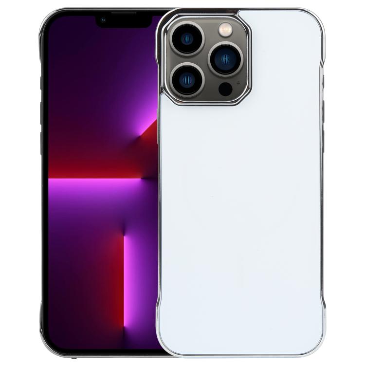 For iPhone 13 Pro Electroplating Frameless Frosted Anti-Glare PC MagSafe Phone Case(Silver White) by bashfashion