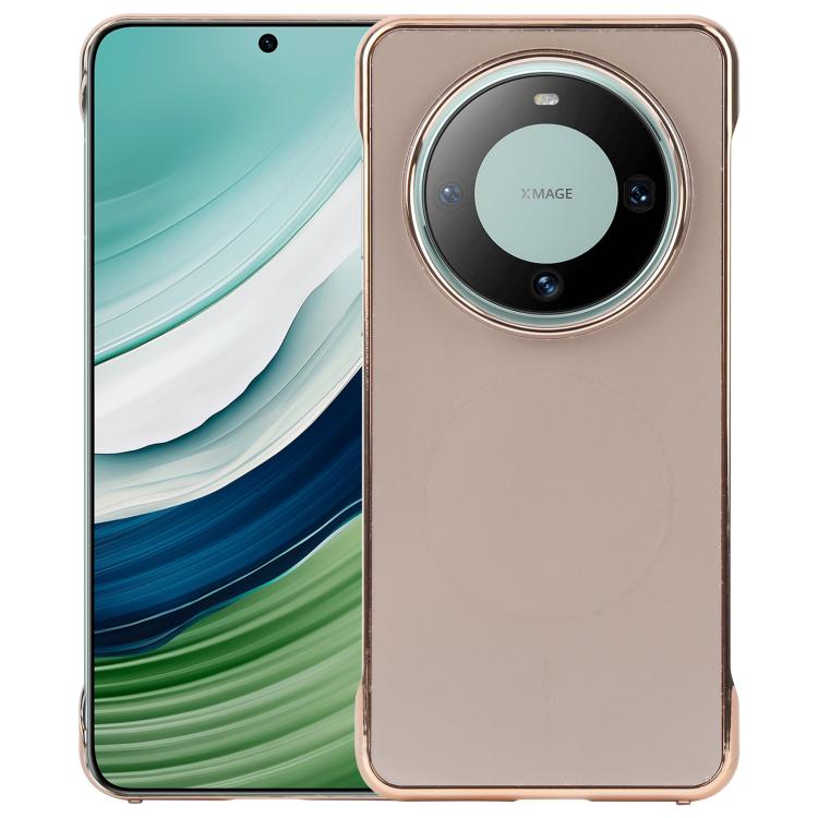 For Huawei Mate 60 Electroplating Frameless Frosted Anti-Glare PC MagSafe Phone Case(Desert Gold) by bashfashion