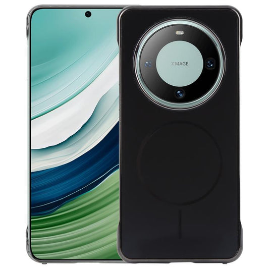 For Huawei Mate 60 Electroplating Frameless Frosted Anti-Glare PC MagSafe Phone Case(Black) by bashfashion