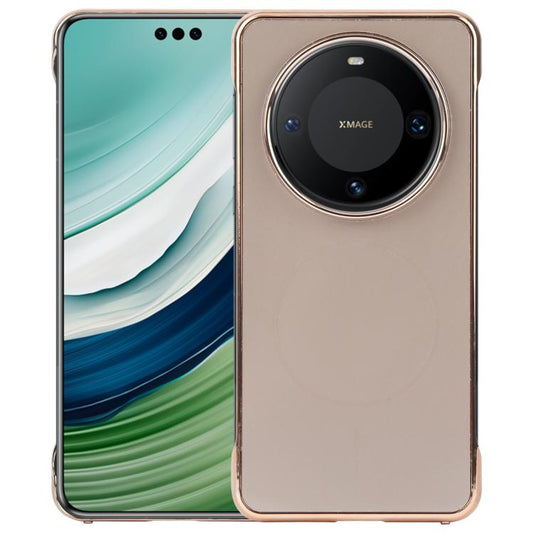 For Huawei Mate 60 Pro Electroplating Frameless Frosted Anti-Glare PC MagSafe Phone Case(Desert Gold) by bashfashion
